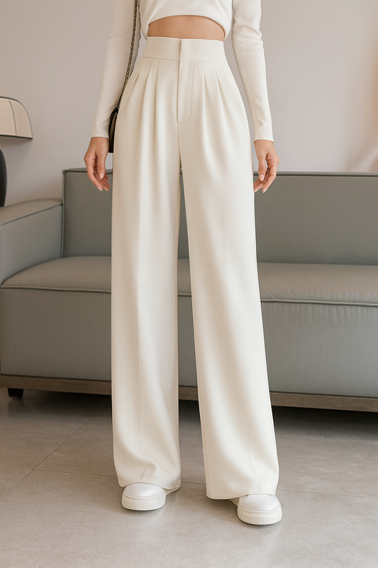 Celeste High-Waist Wide-Leg Trousers – Sculpted Minimalism